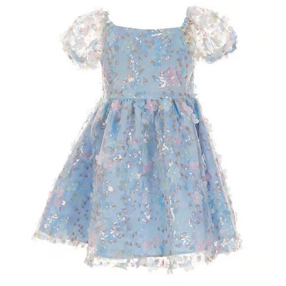 Rare Editions Girls Dress Size 6 Light Blue Sparkle Sequins Party Holiday - Picture 2 of 10